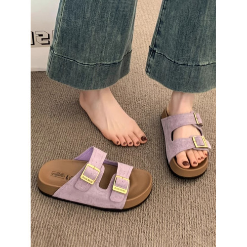 厚底拖鞋女夏外穿2025新款超火高級感沙灘一字拖紫色勃肯鞋涼拖鞋 厚底拖鞋女夏外穿2025新款超火高級感沙灘一字拖紫色勃肯鞋涼拖鞋