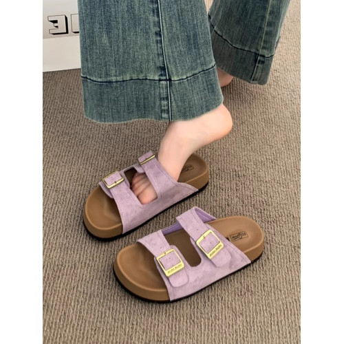 厚底拖鞋女夏外穿2025新款超火高級感沙灘一字拖紫色勃肯鞋涼拖鞋 厚底拖鞋女夏外穿2025新款超火高級感沙灘一字拖紫色勃肯鞋涼拖鞋