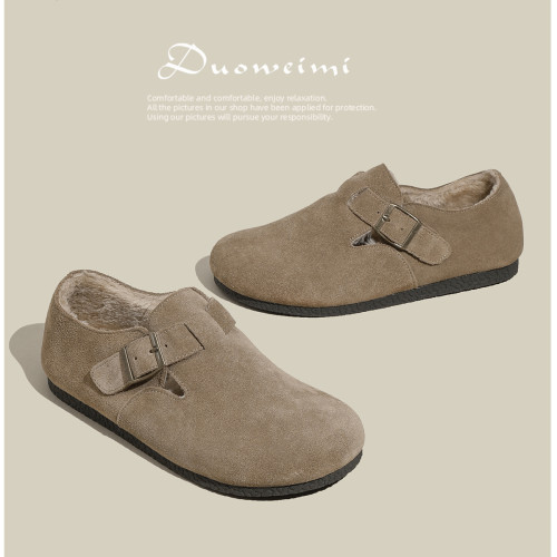 真皮博肯鞋秋冬加絨毛毛鞋2025平底復古勃肯鞋小碼大碼女鞋41一43 真皮博肯鞋秋冬加絨毛毛鞋2025平底復古勃肯鞋小碼大碼女鞋41一43