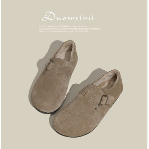 真皮博肯鞋秋冬加絨毛毛鞋2025平底復古勃肯鞋小碼大碼女鞋41一43 真皮博肯鞋秋冬加絨毛毛鞋2025平底復古勃肯鞋小碼大碼女鞋41一43