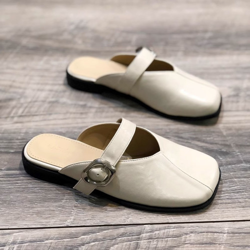 軟底包頭半拖鞋女外穿2025年夏季新款低跟百搭防滑復古平底穆勒鞋 軟底包頭半拖鞋女外穿2025年夏季新款低跟百搭防滑復古平底穆勒鞋