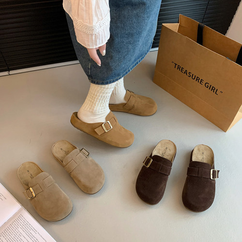 厚底勃肯鞋復古包頭半拖鞋女外穿2025新款春秋季一腳蹬醜萌博肯鞋 厚底勃肯鞋復古包頭半拖鞋女外穿2025新款春秋季一腳蹬醜萌博肯鞋