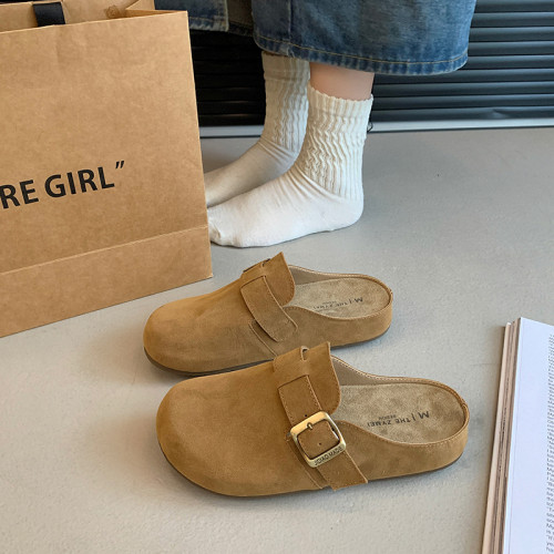 厚底勃肯鞋復古包頭半拖鞋女外穿2025新款春秋季一腳蹬醜萌博肯鞋 厚底勃肯鞋復古包頭半拖鞋女外穿2025新款春秋季一腳蹬醜萌博肯鞋