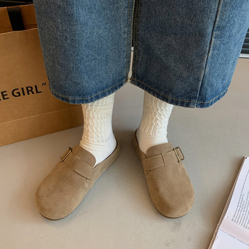 厚底勃肯鞋復古包頭半拖鞋女外穿2025新款春秋季一腳蹬醜萌博肯鞋 厚底勃肯鞋復古包頭半拖鞋女外穿2025新款春秋季一腳蹬醜萌博肯鞋