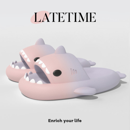 踩屎感漸變鯊魚拖鞋女可愛夏季室內家居家洗澡防滑情侶外穿涼拖男 踩屎感漸變鯊魚拖鞋女可愛夏季室內家居家洗澡防滑情侶外穿涼拖男