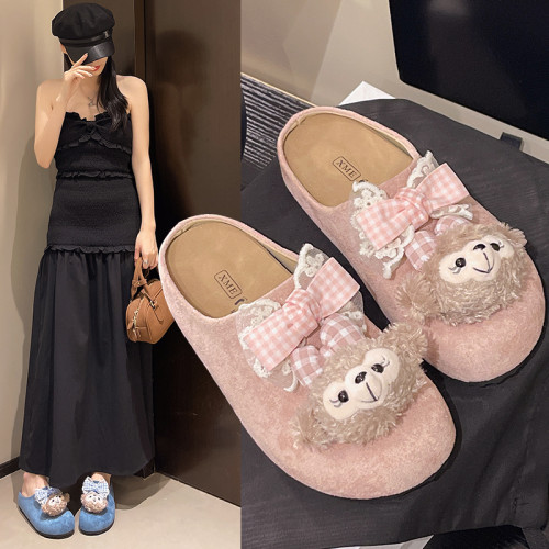 可愛卡通達菲熊復古勃肯鞋女外穿2025秋冬新款時尚百搭增高拖鞋女 可愛卡通達菲熊復古勃肯鞋女外穿2025秋冬新款時尚百搭增高拖鞋女