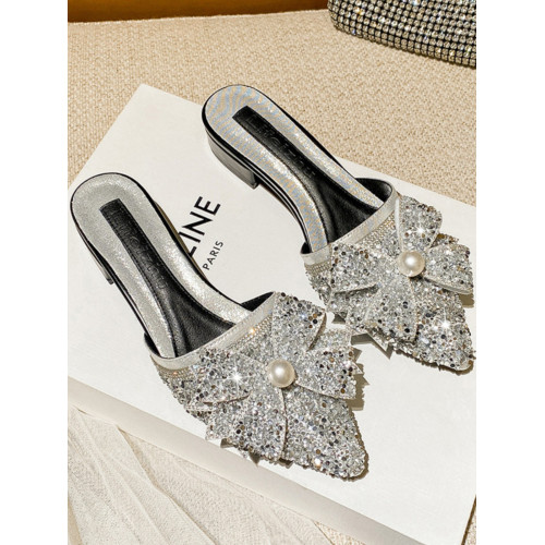 2025新款包頭半拖鞋女夏外穿時尚水鑽尖頭粗跟穆勒懶人休閒涼拖鞋 2025新款包頭半拖鞋女夏外穿時尚水鑽尖頭粗跟穆勒懶人休閒涼拖鞋