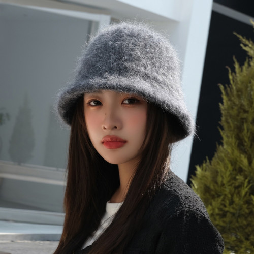 秋冬安哥拉兔毛混羊毛懶人素顔神器顯臉小 盆帽不掉毛帽子女保暖 秋冬安哥拉兔毛混羊毛懶人素顔神器顯臉小 盆帽不掉毛帽子女保暖