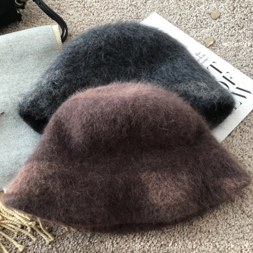 秋冬安哥拉兔毛混羊毛懶人素顔神器顯臉小 盆帽不掉毛帽子女保暖 秋冬安哥拉兔毛混羊毛懶人素顔神器顯臉小 盆帽不掉毛帽子女保暖