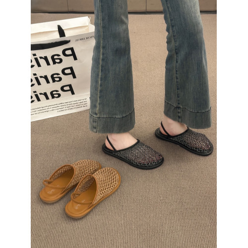 晚晚風小衆編織網紗透氣包頭涼鞋女2025新款夏季平底仙女風勃肯鞋 晚晚風小衆編織網紗透氣包頭涼鞋女2025新款夏季平底仙女風勃肯鞋