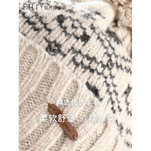 FHI女秋冬羊毛帽子新款百搭加厚保暖毛球針織帽護耳防寒毛線帽 FHI女秋冬羊毛帽子新款百搭加厚保暖毛球針織帽護耳防寒毛線帽