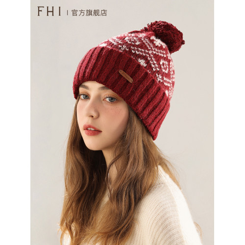 FHI女秋冬羊毛帽子新款百搭加厚保暖毛球針織帽護耳防寒毛線帽 FHI女秋冬羊毛帽子新款百搭加厚保暖毛球針織帽護耳防寒毛線帽
