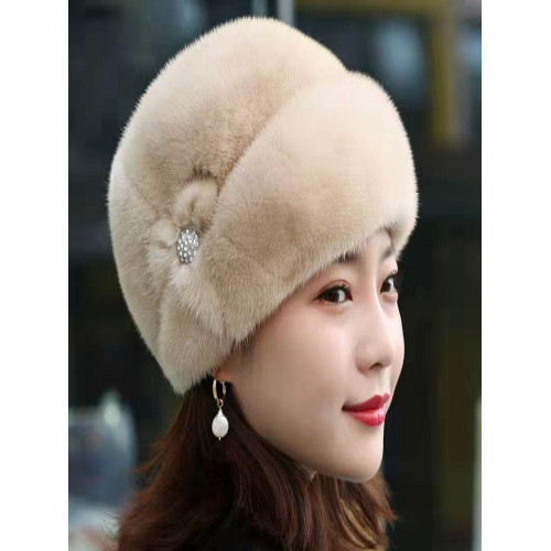 水貂毛帽子女冬季新款時尚百搭媽媽款仿皮草禮帽保暖加厚護耳帽子 水貂毛帽子女冬季新款時尚百搭媽媽款仿皮草禮帽保暖加厚護耳帽子