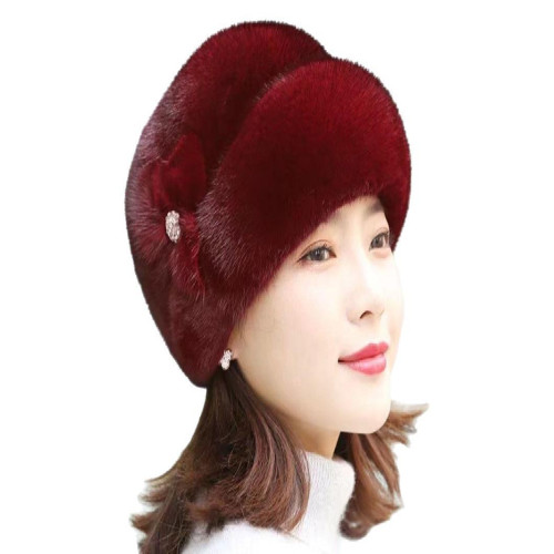 水貂毛帽子女冬季新款時尚百搭媽媽款仿皮草禮帽保暖加厚護耳帽子 水貂毛帽子女冬季新款時尚百搭媽媽款仿皮草禮帽保暖加厚護耳帽子