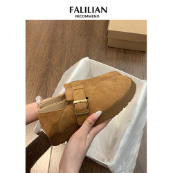 日系勃肯鞋女2025新款秋冬爆款一腳蹬懶人單鞋厚底全包博肯女鞋子