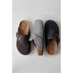 高級感厚底灰色勃肯鞋女外穿大頭醜萌復古百搭懶人一腳蹬半拖鞋女