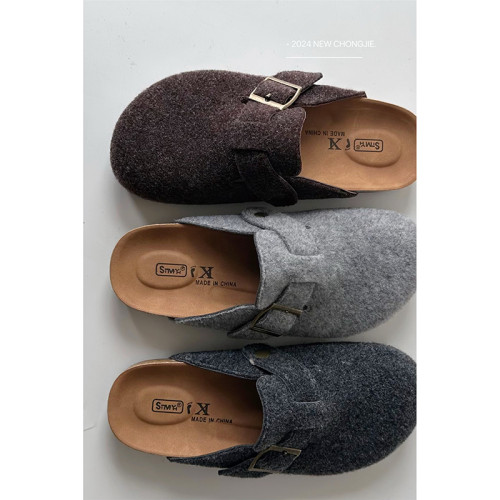 高級感厚底灰色勃肯鞋女外穿大頭醜萌復古百搭懶人一腳蹬半拖鞋女 高級感厚底灰色勃肯鞋女外穿大頭醜萌復古百搭懶人一腳蹬半拖鞋女