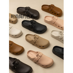 遠港包頭勃肯涼拖鞋女夏天外穿eva沙灘洞洞鞋防滑平底半拖穆勒鞋