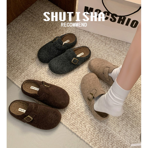 復古勃肯鞋毛毛拖鞋女外穿2025新款秋冬一腳蹬懶人鞋加絨包頭棉拖 復古勃肯鞋毛毛拖鞋女外穿2025新款秋冬一腳蹬懶人鞋加絨包頭棉拖