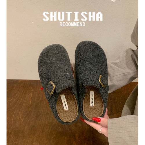 復古勃肯鞋毛毛拖鞋女外穿2025新款秋冬一腳蹬懶人鞋加絨包頭棉拖 復古勃肯鞋毛毛拖鞋女外穿2025新款秋冬一腳蹬懶人鞋加絨包頭棉拖