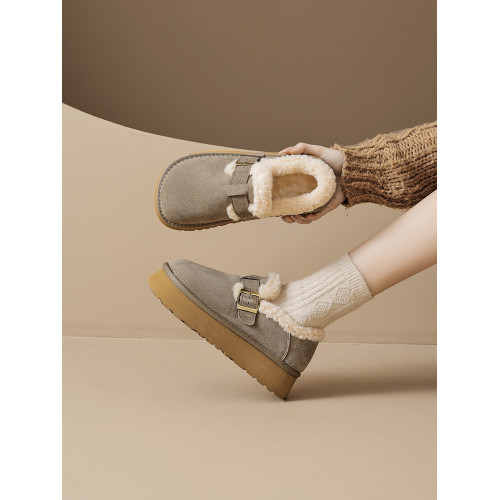 奧古獅登厚底勃肯鞋女2025新款冬季雪地靴真皮加絨保暖棉鞋毛毛鞋 奧古獅登厚底勃肯鞋女2025新款冬季雪地靴真皮加絨保暖棉鞋毛毛鞋