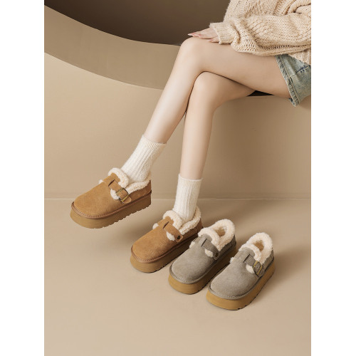 奧古獅登厚底勃肯鞋女2025新款冬季雪地靴真皮加絨保暖棉鞋毛毛鞋 奧古獅登厚底勃肯鞋女2025新款冬季雪地靴真皮加絨保暖棉鞋毛毛鞋