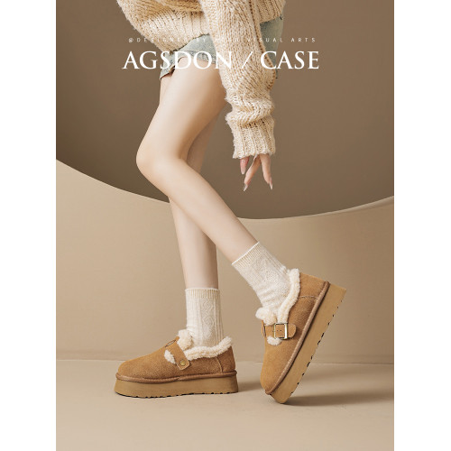 奧古獅登厚底勃肯鞋女2025新款冬季雪地靴真皮加絨保暖棉鞋毛毛鞋 奧古獅登厚底勃肯鞋女2025新款冬季雪地靴真皮加絨保暖棉鞋毛毛鞋