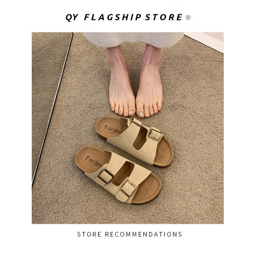 厚底涼拖法式女鞋外穿夏季新款一字拖勃肯鞋沙灘拖鞋休閒時尚涼鞋