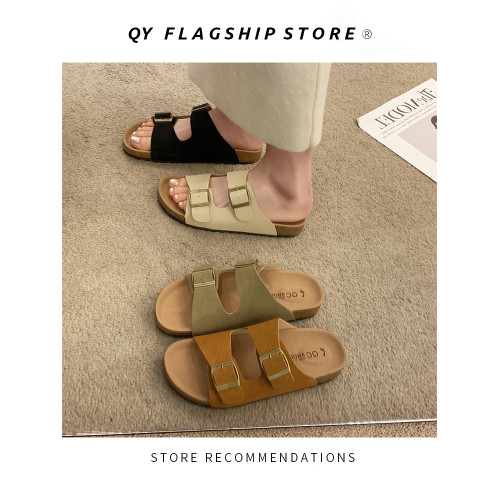 厚底涼拖法式女鞋外穿夏季新款一字拖勃肯鞋沙灘拖鞋休閒時尚涼鞋