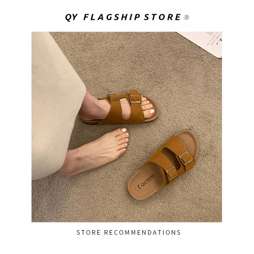 厚底涼拖法式女鞋外穿夏季新款一字拖勃肯鞋沙灘拖鞋休閒時尚涼鞋