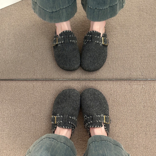 厚底灰色勃肯鞋包頭毛毛拖鞋女外穿2025新款秋冬一腳蹬半拖棉拖鞋 厚底灰色勃肯鞋包頭毛毛拖鞋女外穿2025新款秋冬一腳蹬半拖棉拖鞋