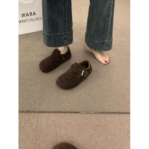 復古毛氈加絨勃肯鞋女2025秋冬新款加絨一腳蹬保暖棉鞋毛呢樂福鞋 復古毛氈加絨勃肯鞋女2025秋冬新款加絨一腳蹬保暖棉鞋毛呢樂福鞋