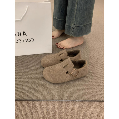 復古毛氈加絨勃肯鞋女2025秋冬新款加絨一腳蹬保暖棉鞋毛呢樂福鞋 復古毛氈加絨勃肯鞋女2025秋冬新款加絨一腳蹬保暖棉鞋毛呢樂福鞋