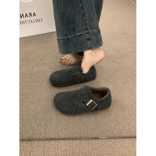 復古毛氈加絨勃肯鞋女2025秋冬新款加絨一腳蹬保暖棉鞋毛呢樂福鞋 復古毛氈加絨勃肯鞋女2025秋冬新款加絨一腳蹬保暖棉鞋毛呢樂福鞋