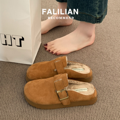 厚底毛毛勃肯鞋女半拖秋冬外穿2025新款爆款一腳蹬懶人鞋加絨棉拖 厚底毛毛勃肯鞋女半拖秋冬外穿2025新款爆款一腳蹬懶人鞋加絨棉拖