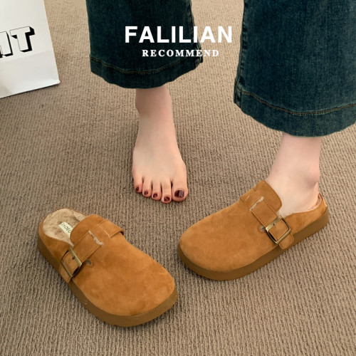 厚底毛毛勃肯鞋女半拖秋冬外穿2025新款爆款一腳蹬懶人鞋加絨棉拖 厚底毛毛勃肯鞋女半拖秋冬外穿2025新款爆款一腳蹬懶人鞋加絨棉拖