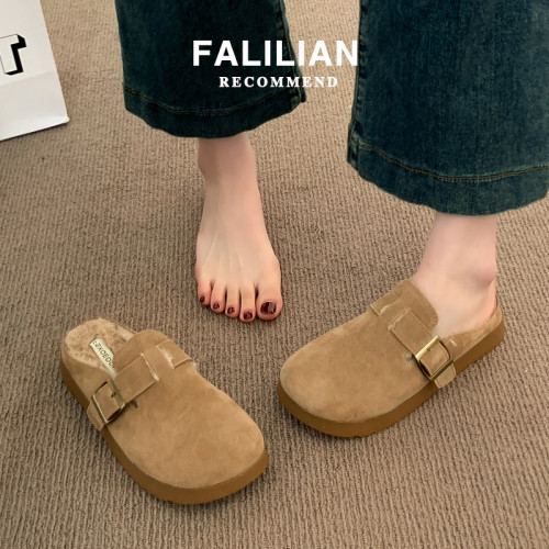 厚底毛毛勃肯鞋女半拖秋冬外穿2025新款爆款一腳蹬懶人鞋加絨棉拖 厚底毛毛勃肯鞋女半拖秋冬外穿2025新款爆款一腳蹬懶人鞋加絨棉拖