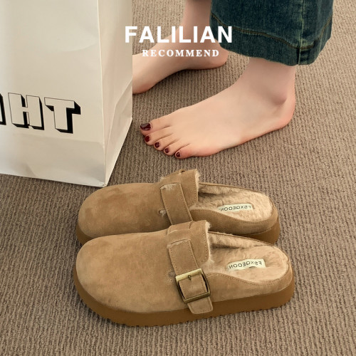 厚底毛毛勃肯鞋女半拖秋冬外穿2025新款爆款一腳蹬懶人鞋加絨棉拖 厚底毛毛勃肯鞋女半拖秋冬外穿2025新款爆款一腳蹬懶人鞋加絨棉拖