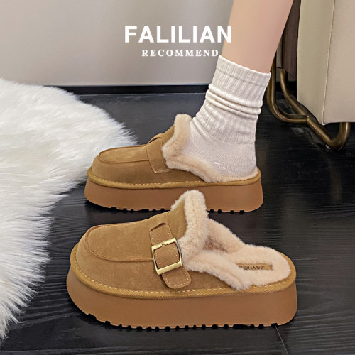 厚底勃肯鞋女2025新款包頭一腳蹬毛毛棉拖半拖秋冬外穿加絨雪地靴 厚底勃肯鞋女2025新款包頭一腳蹬毛毛棉拖半拖秋冬外穿加絨雪地靴