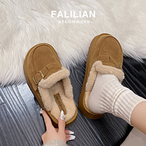 厚底勃肯鞋女2025新款包頭一腳蹬毛毛棉拖半拖秋冬外穿加絨雪地靴 厚底勃肯鞋女2025新款包頭一腳蹬毛毛棉拖半拖秋冬外穿加絨雪地靴
