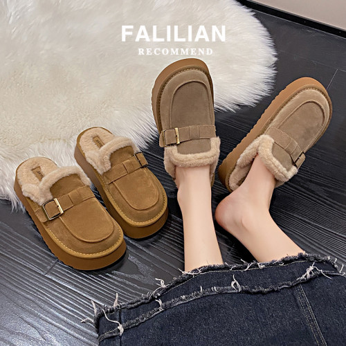 厚底勃肯鞋女2025新款包頭一腳蹬毛毛棉拖半拖秋冬外穿加絨雪地靴 厚底勃肯鞋女2025新款包頭一腳蹬毛毛棉拖半拖秋冬外穿加絨雪地靴