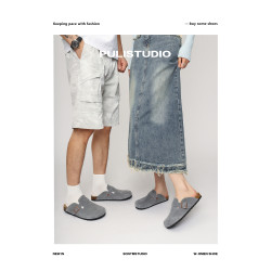 真皮軟木底勃肯鞋女拖鞋外穿大碼男女同款情侶博肯鞋包頭小碼半拖