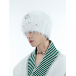 ArguE CulturE秋冬小衆針織長毛帽重工珍珠設計毛絨絨加厚冷帽男