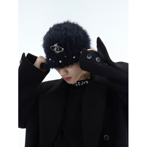 ArguE CulturE秋冬小衆針織長毛帽重工珍珠設計毛絨絨加厚冷帽男 ArguE CulturE秋冬小衆針織長毛帽重工珍珠設計毛絨絨加厚冷帽男