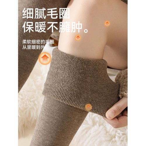 長筒護膝襪套女秋冬新款加絨加厚腿套仿羊絨大腿襪保暖加長襪孕婦