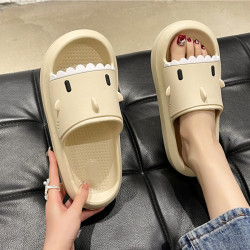 踩屎感居家可愛鯊魚拖鞋女夏時尚外穿厚底室內卡通防滑沙灘涼拖鞋
