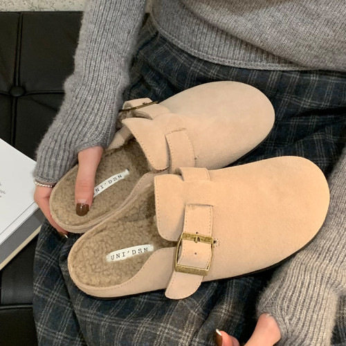 加絨勃肯鞋女2025年新款冬季平底博肯鞋懶人包頭半拖外穿毛毛拖鞋 加絨勃肯鞋女2025年新款冬季平底博肯鞋懶人包頭半拖外穿毛毛拖鞋