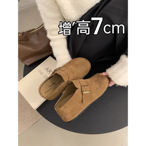 小個子厚底增高7CM舒適勃肯鞋女外穿2025新款時尚醜萌一腳蹬半拖 小個子厚底增高7CM舒適勃肯鞋女外穿2025新款時尚醜萌一腳蹬半拖