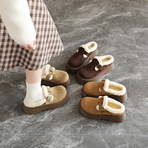 加絨包頭半拖鞋女外穿2025新款秋冬季一腳蹬棉拖厚底增高勃肯鞋子 加絨包頭半拖鞋女外穿2025新款秋冬季一腳蹬棉拖厚底增高勃肯鞋子