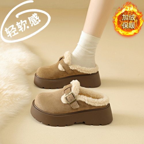 加絨包頭半拖鞋女外穿2025新款秋冬季一腳蹬棉拖厚底增高勃肯鞋子 加絨包頭半拖鞋女外穿2025新款秋冬季一腳蹬棉拖厚底增高勃肯鞋子
